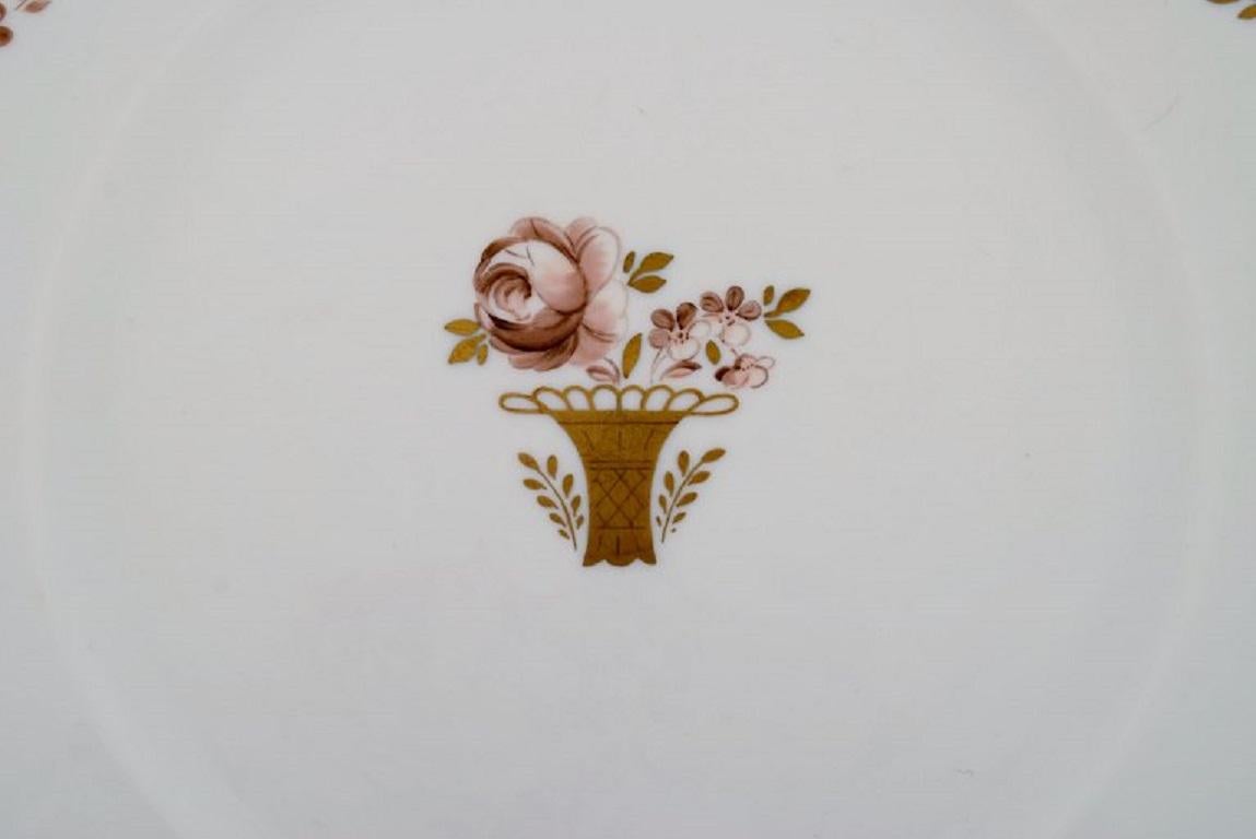 Danish Royal Copenhagen Golden Basket Bowl and Dish in Hand-Painted Porcelain For Sale