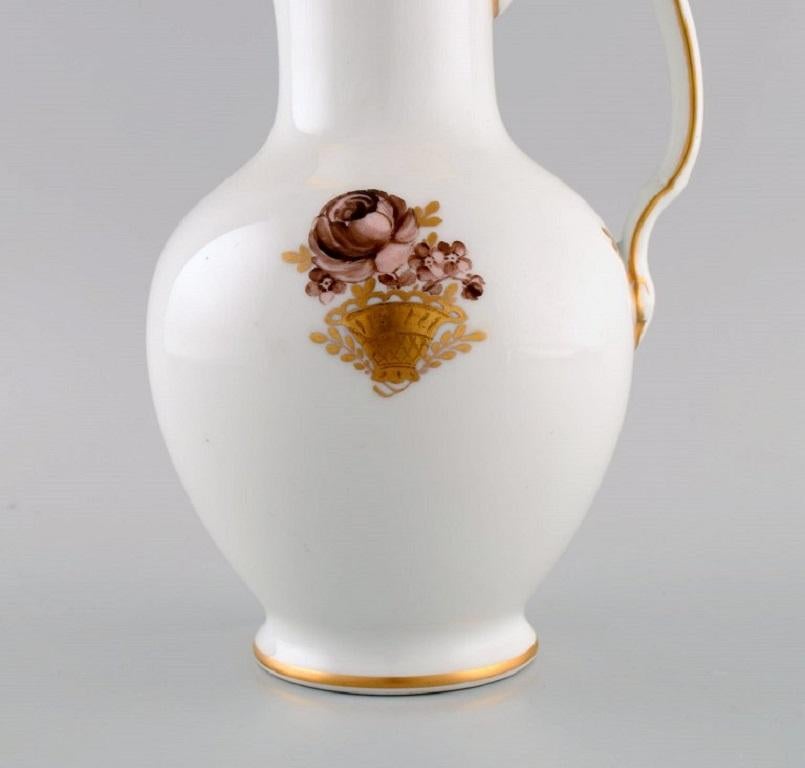 Danish Royal Copenhagen Golden Basket Chocolate Jug in Porcelain with Flowers For Sale
