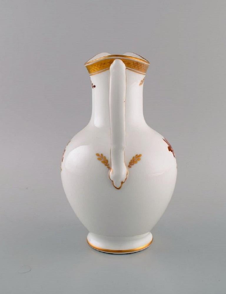 20th Century Royal Copenhagen Golden Basket Chocolate Jug in Porcelain with Flowers For Sale