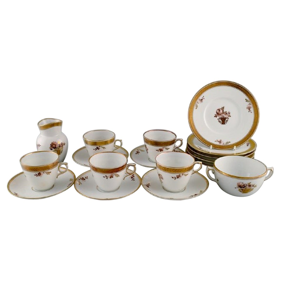 Royal Copenhagen Golden Basket Coffee Service for Five People