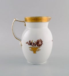 Royal Copenhagen Golden Basket Jug in Porcelain with Flowers and Gold Decoration