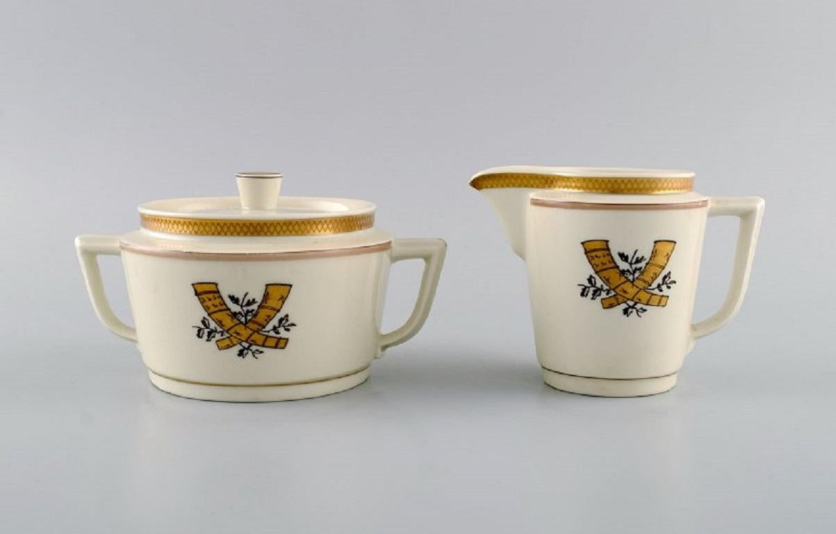 Porcelain Royal Copenhagen Golden Horns Coffee Service for 10 People, 1960s For Sale