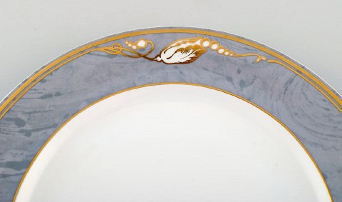 Danish Royal Copenhagen Gray Magnolia, Large Porcelain Dinner Plate, 14 Pieces For Sale
