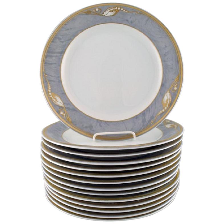 Royal Copenhagen Gray Magnolia, Large Porcelain Dinner Plate, 14 Pieces