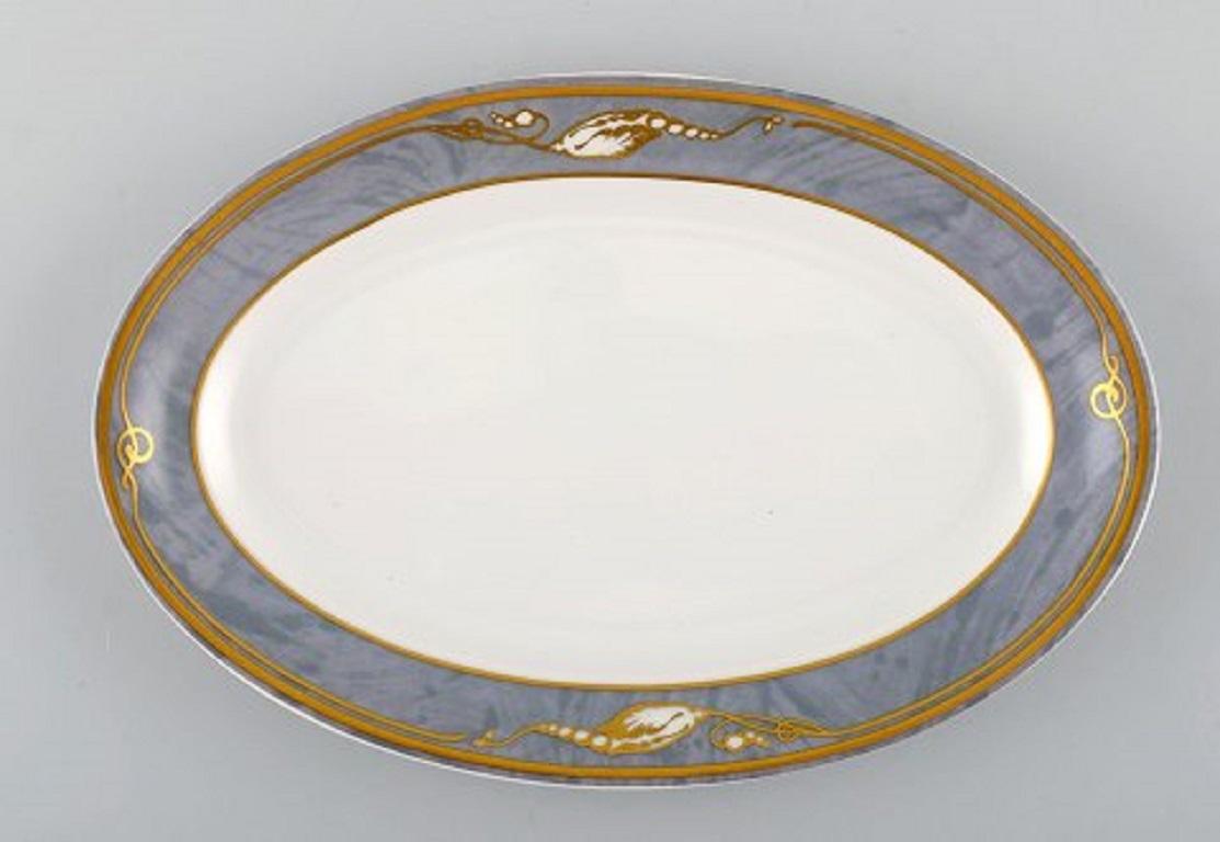 Danish Royal Copenhagen Gray Magnolia, Two Dishes and Two Plates in Porcelain For Sale