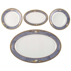 Royal Copenhagen Gray Magnolia, Two Dishes and Two Plates in Porcelain