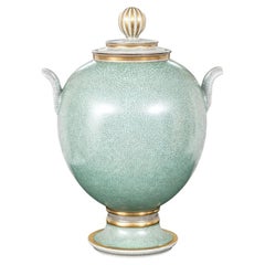 Vintage Royal Copenhagen Green Crackle Glaze Porcelain Urn #3587