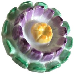 Royal Copenhagen Green / Purple / Yellow Porcelain Flower