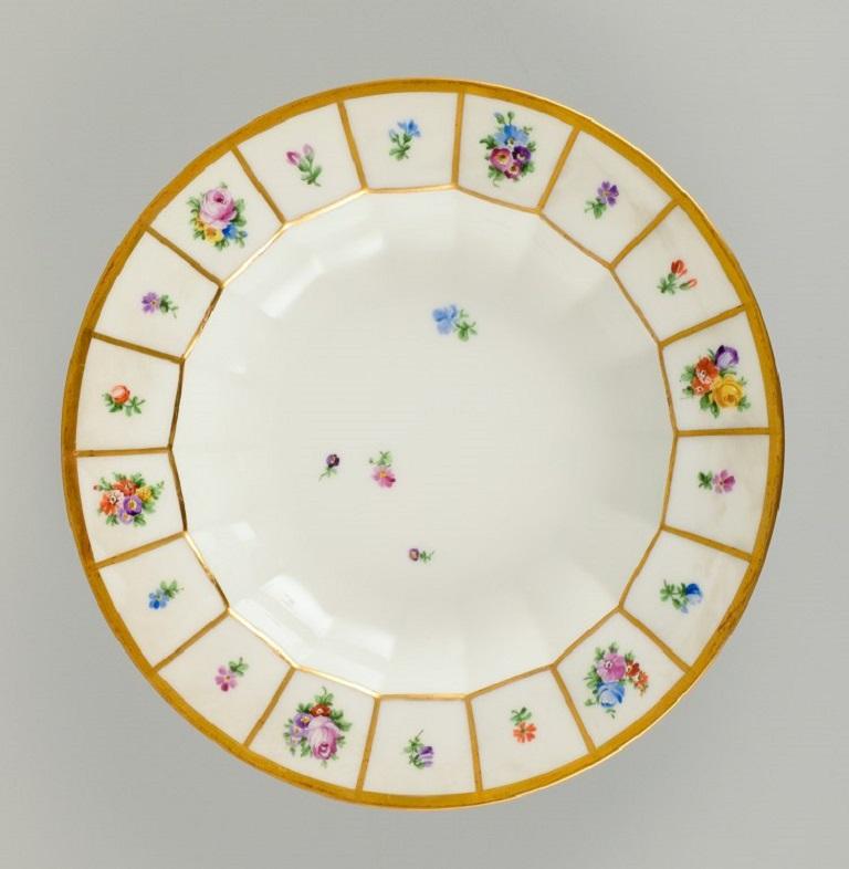 Danish Royal Copenhagen Henriette, Hand Painted Porcelain, Six Large Soup Plates