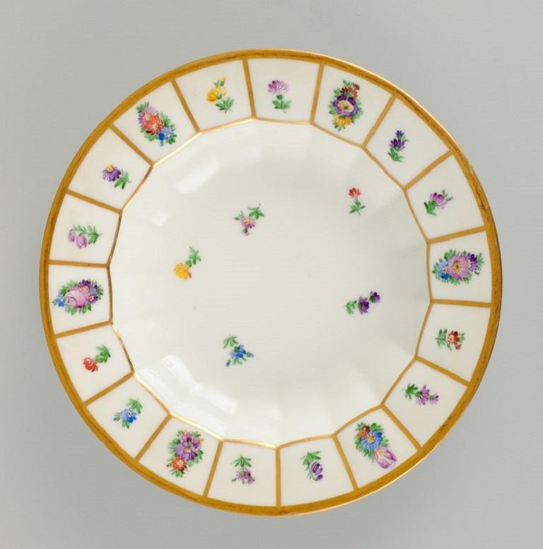 Hand-Painted Royal Copenhagen Henriette, Hand Painted Porcelain, Six Large Soup Plates