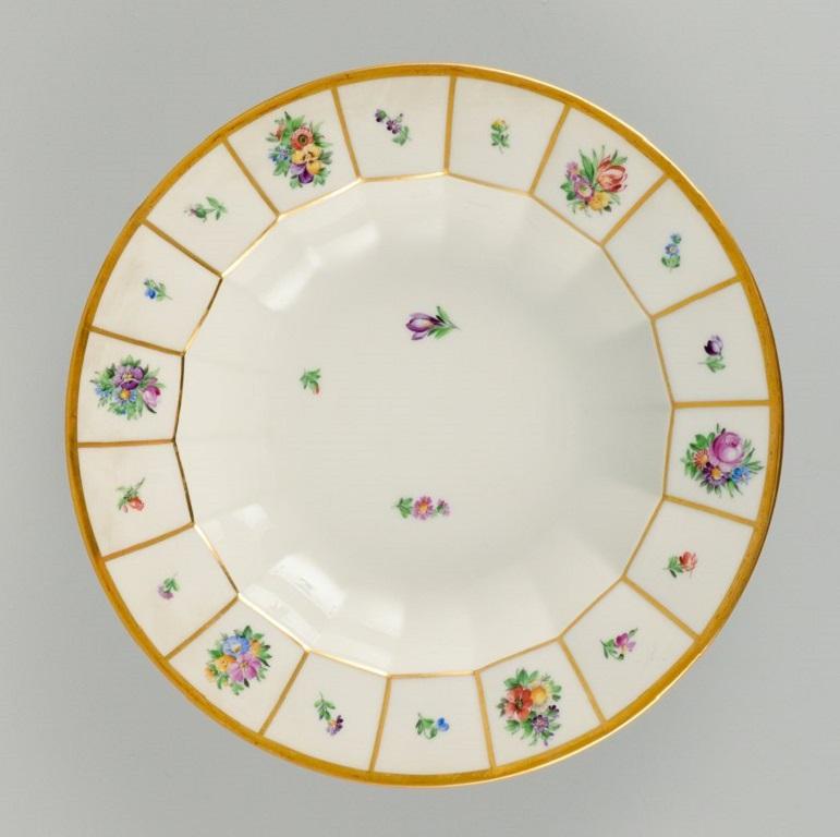 20th Century Royal Copenhagen Henriette, Hand Painted Porcelain, Six Large Soup Plates