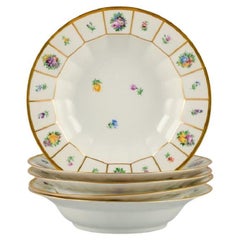Royal Copenhagen Henriette, Hand Painted Porcelain, Six Large Soup Plates