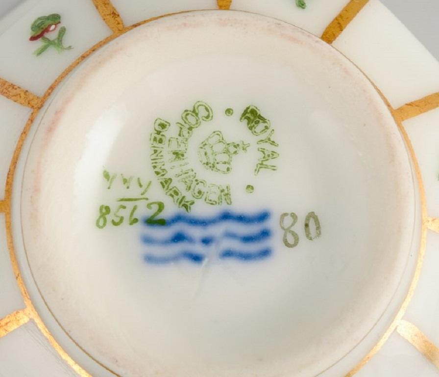 Royal Copenhagen Henriette, Hand Painted Porcelain with Gold Rim, Two Mocha Cups For Sale 2