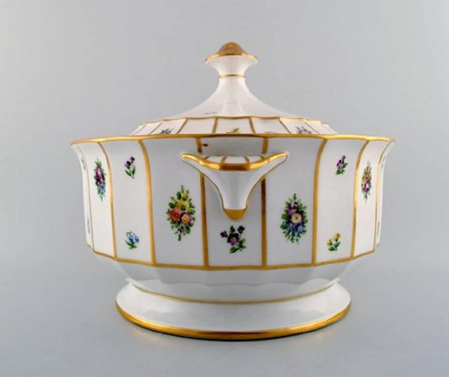 Biedermeier Royal Copenhagen Henriette, Hand-Painted Porcelain with Gold, Two Tureens