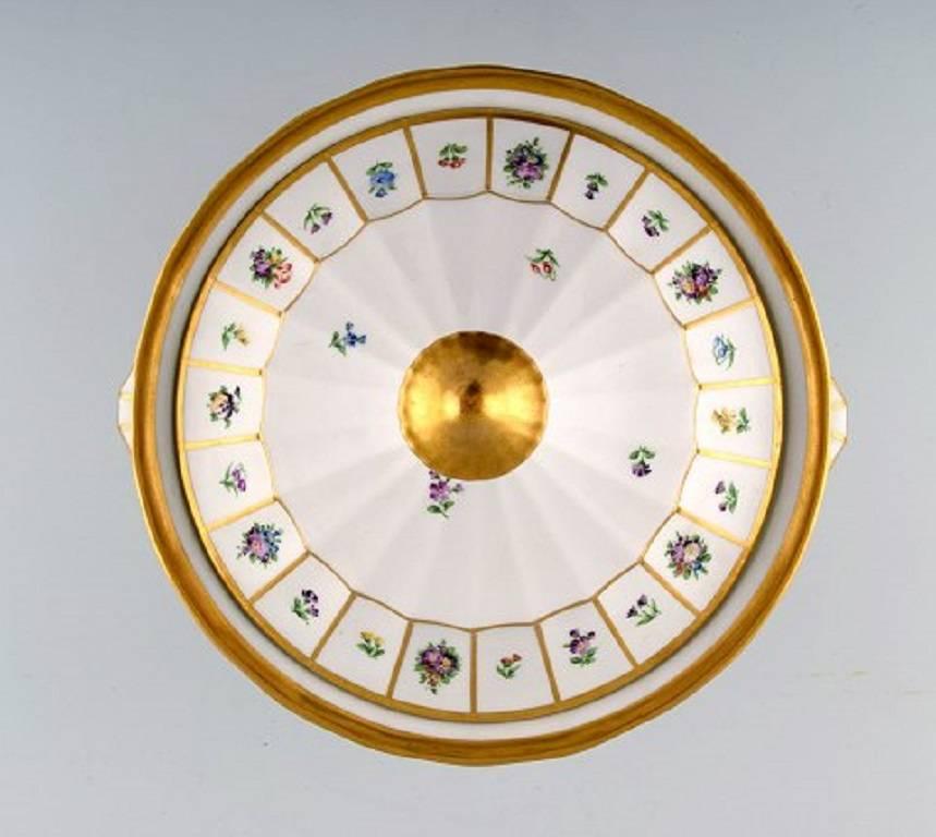 Danish Royal Copenhagen Henriette, Hand-Painted Porcelain with Gold, Two Tureens