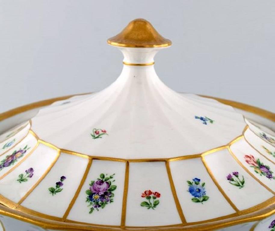 20th Century Royal Copenhagen Henriette, Hand-Painted Porcelain with Gold, Two Tureens