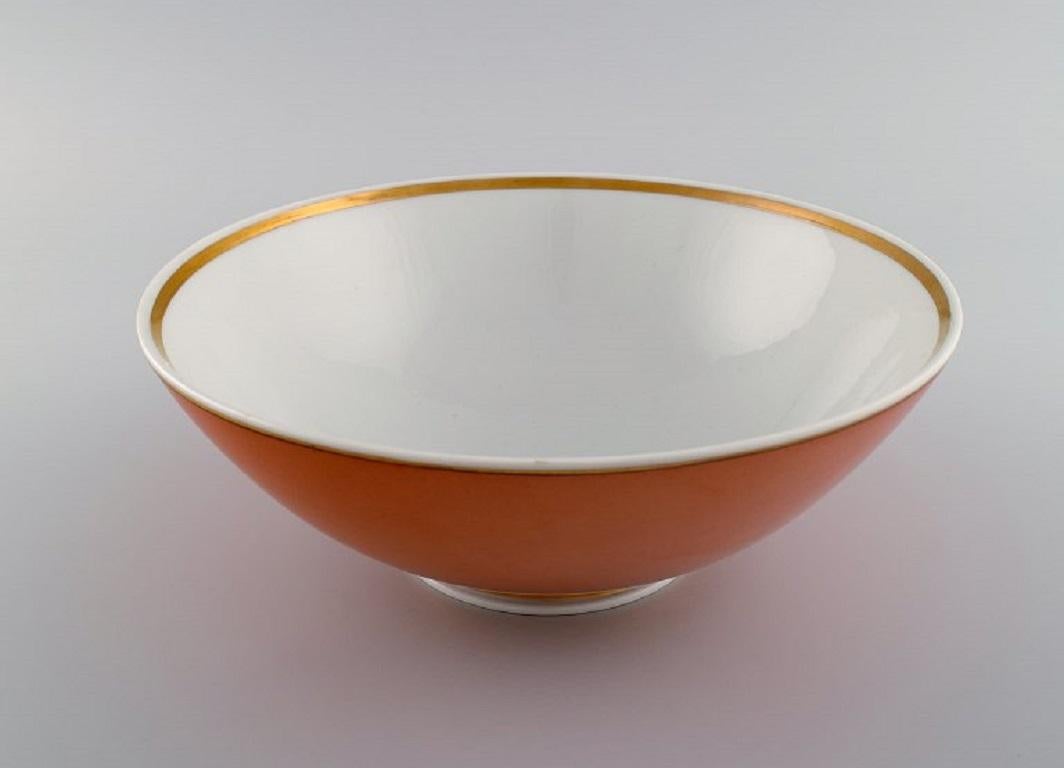 Early 20th Century Royal Copenhagen Jægersborg Porcelain Bowl, Orange with Gold Decoration, 1920s For Sale