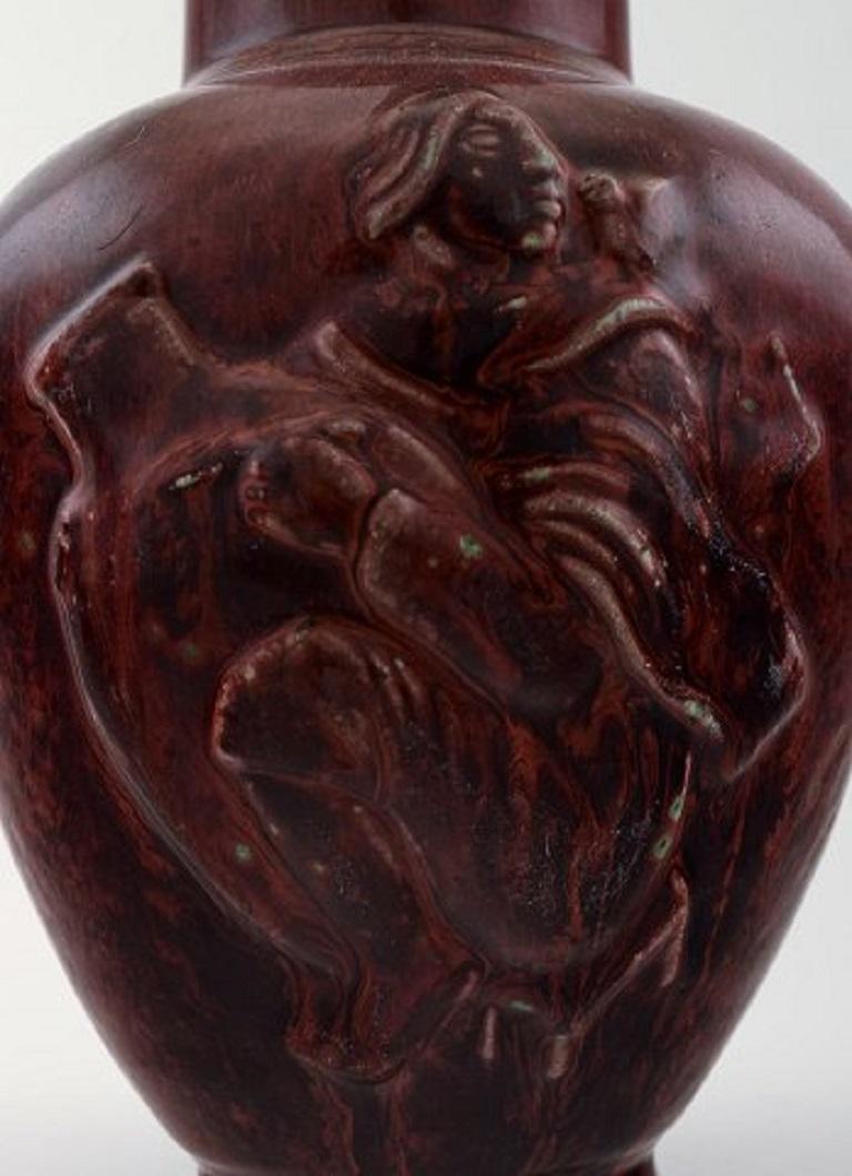 Art Deco Royal Copenhagen Jais Nielsen Ceramic Vase in Ox Blood Glaze