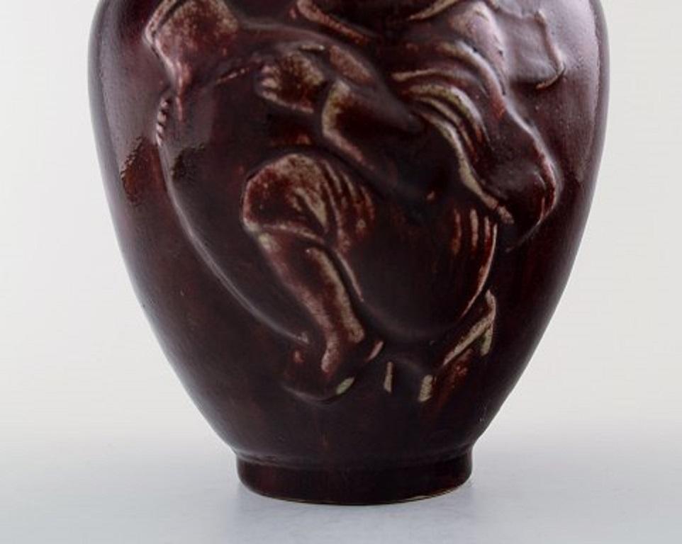 Danish Royal Copenhagen Jais Nielsen Ceramic Vase in Ox Blood Glaze For Sale