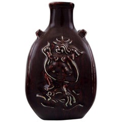 Vintage Royal Copenhagen Jais Nielsen Ceramic Vase in Ox Blood Glaze