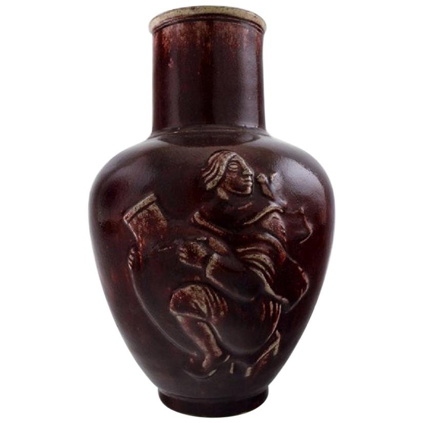 Royal Copenhagen Jais Nielsen Ceramic Vase in Ox Blood Glaze For Sale
