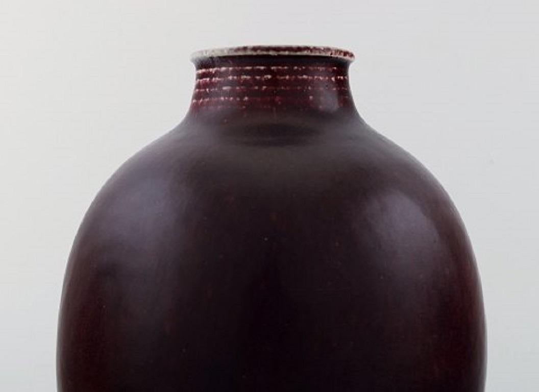 Danish Royal Copenhagen Kresten Bloch Unique Stoneware Vase in Oxblood Glaze