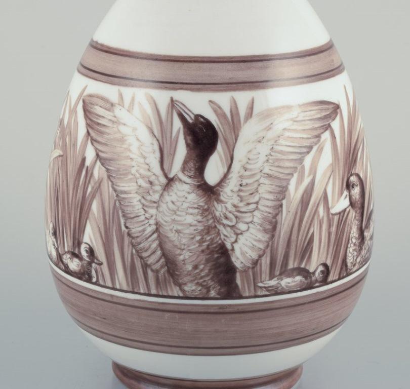 Ceramic Royal Copenhagen. Large and rare antique pitcher. Overglaze. Unique work. For Sale