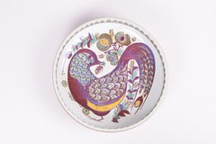 Royal Copenhagen Large Bowl with Handpainted Bird Motif by Berte Jessen, 1970s