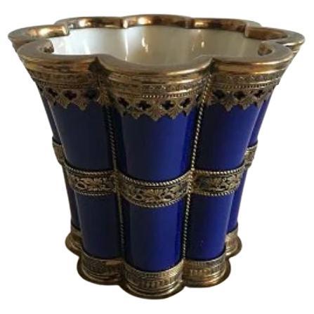 Royal Copenhagen Large Margrethe Cup with Sterling Silver Mounting For Sale