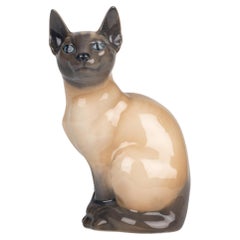 Figura de gato siamés de porcelana grande Royal Copenhagen Model 3281