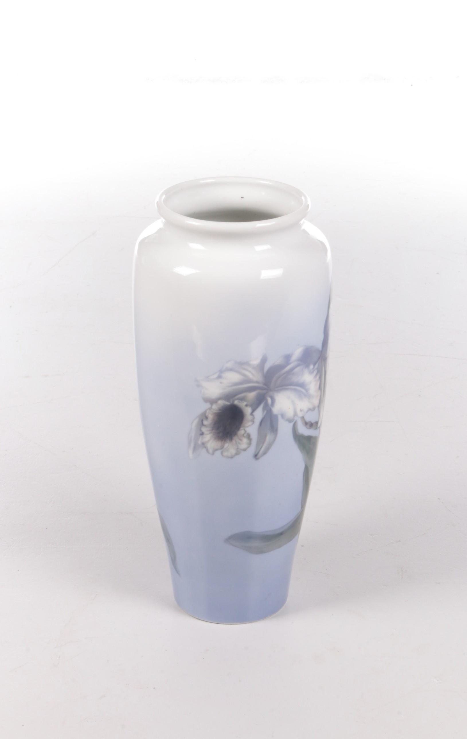 Mid-20th Century Royal Copenhagen Large Porcelain Vase Painted with the Trumpet Flower For Sale