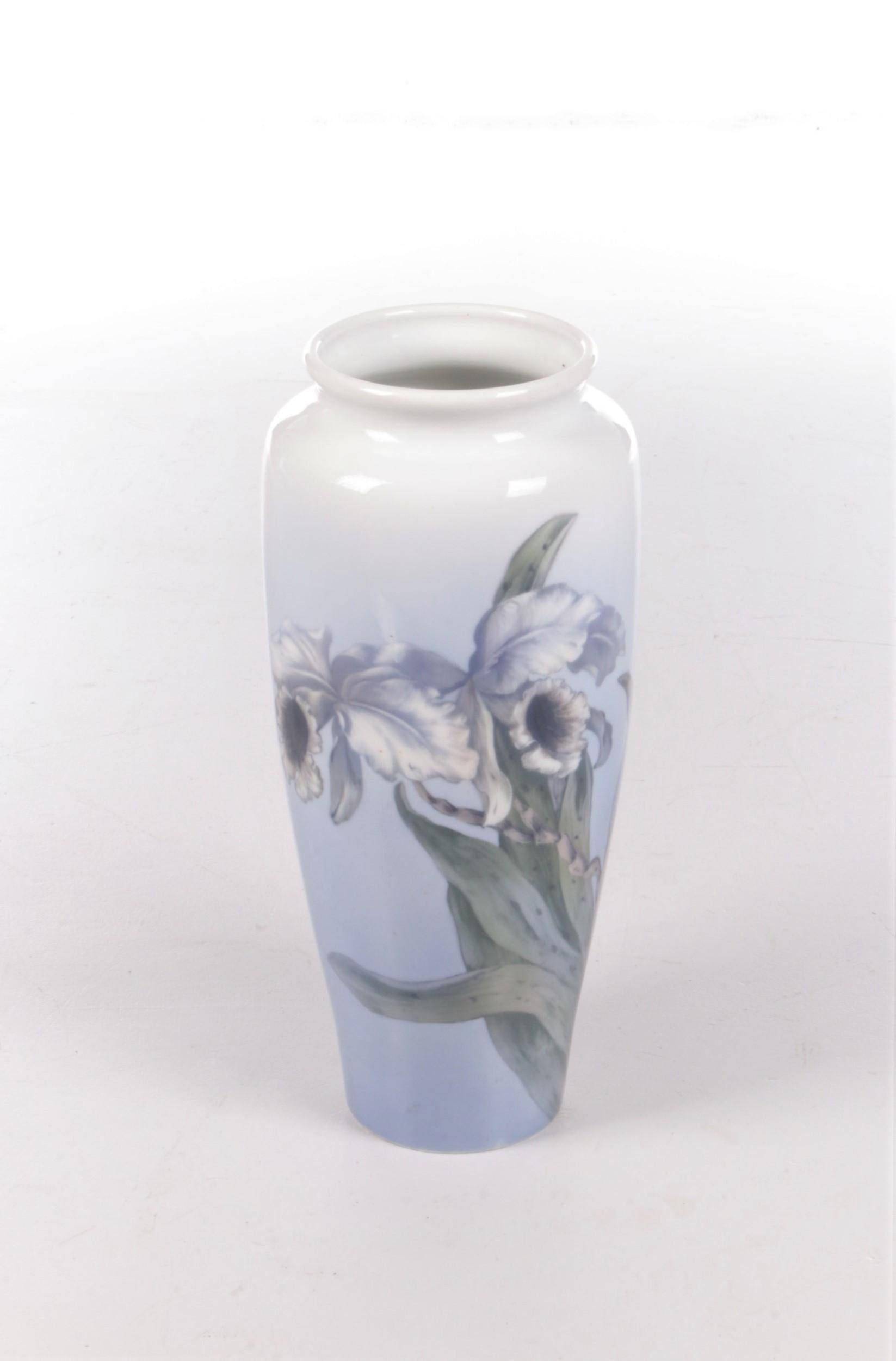 Royal Copenhagen Large Porcelain Vase Painted with the Trumpet Flower For Sale 1