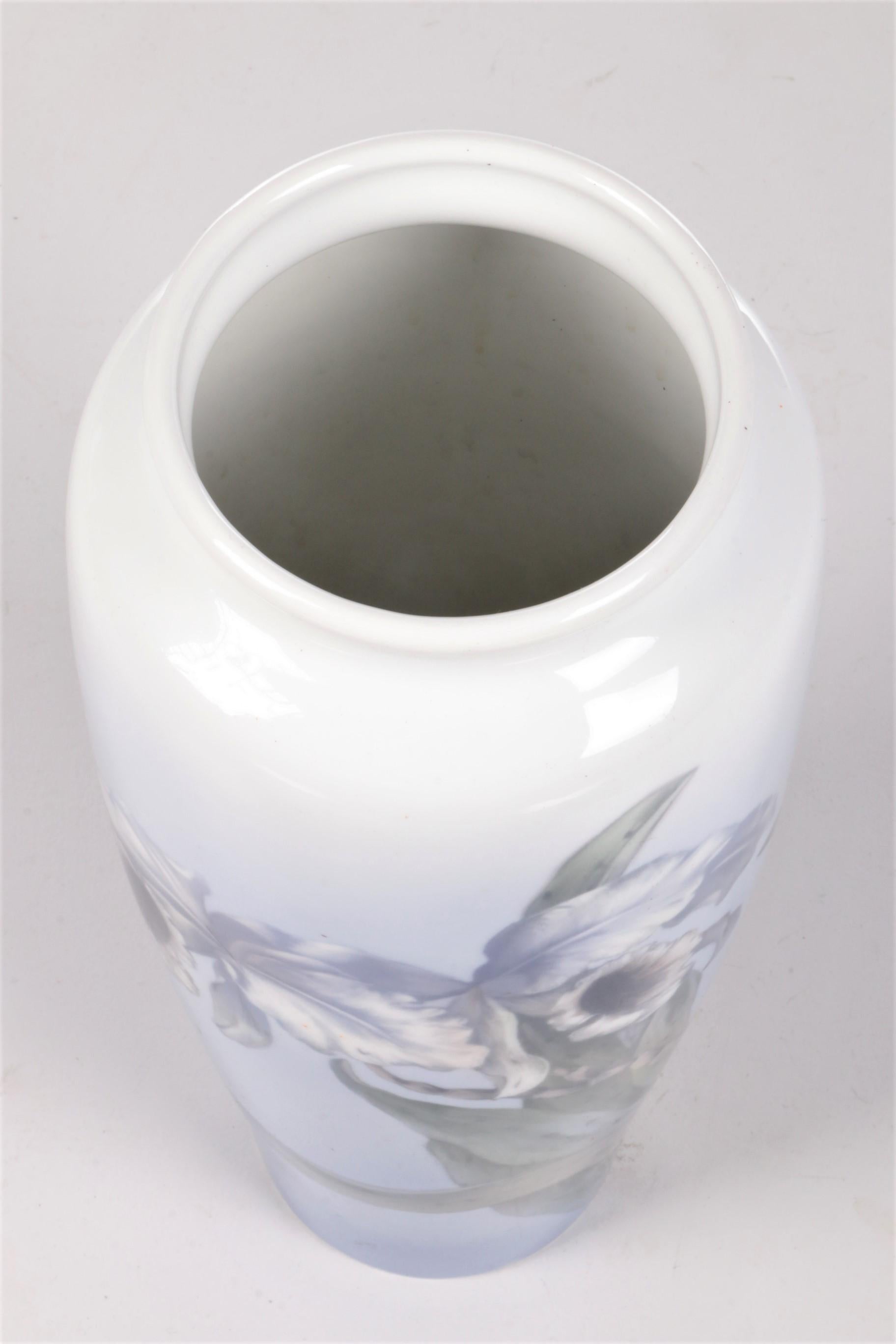 Royal Copenhagen Large Porcelain Vase Painted with the Trumpet Flower For Sale 2