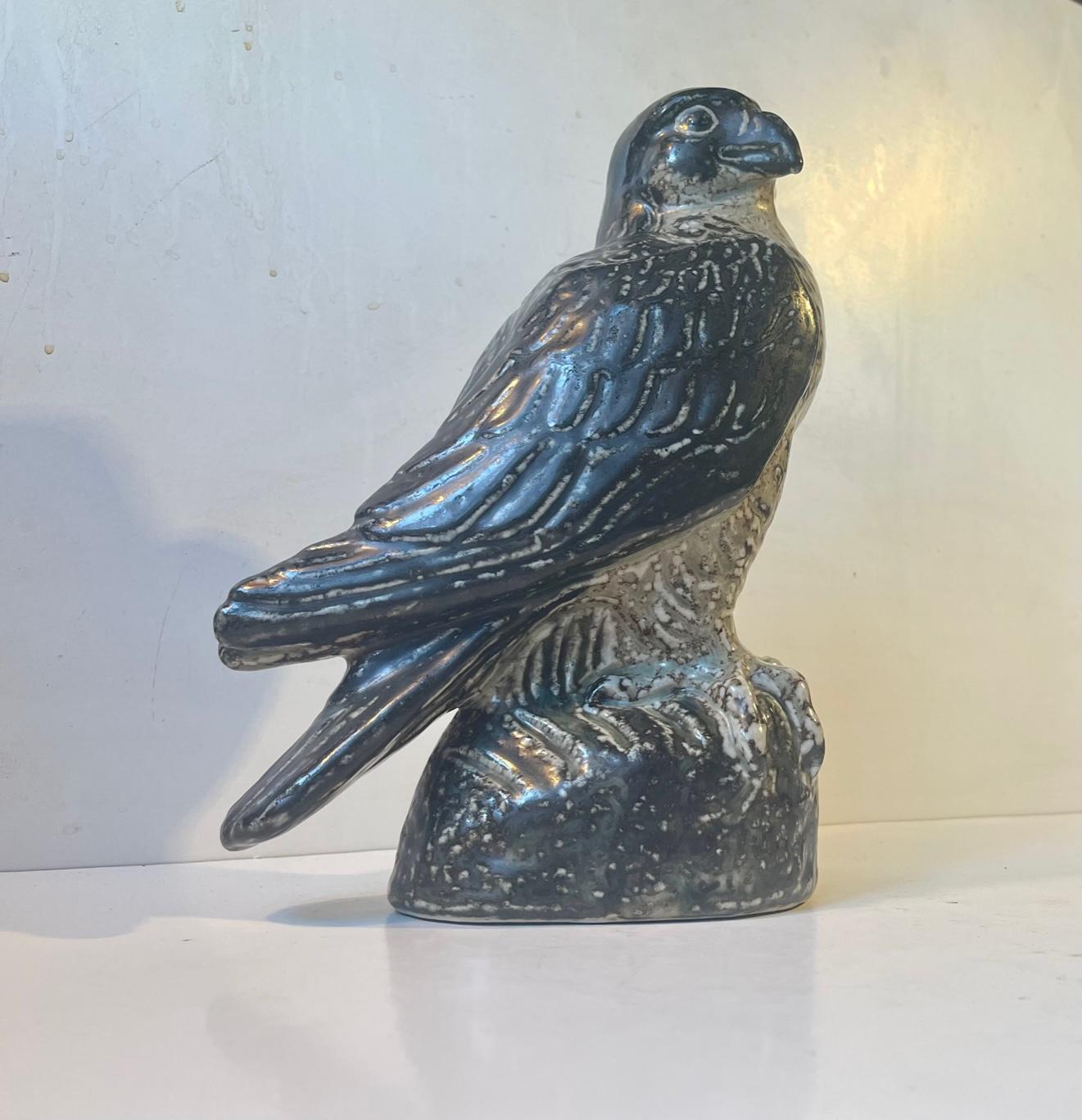 Royal Copenhagen Large Stoneware Falcon by Knud Kyhn, Danish, 1950s For Sale 5
