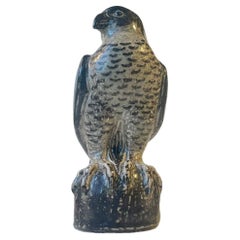 Vintage Royal Copenhagen Large Stoneware Falcon by Knud Kyhn, Danish, 1950s
