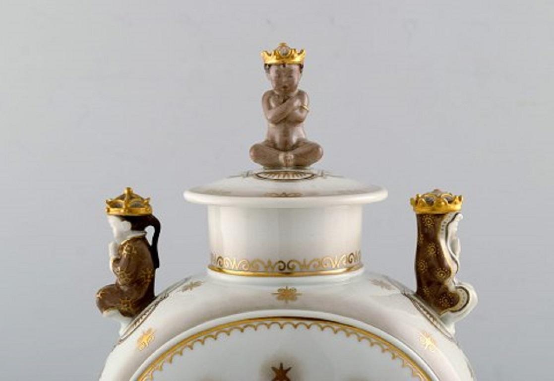 Danish Royal Copenhagen, Lidded Art Deco Jar with the Virgin Mary and the Jesus Child For Sale