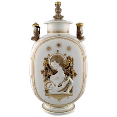 Royal Copenhagen, Lidded Art Deco Jar with the Virgin Mary and the Jesus Child