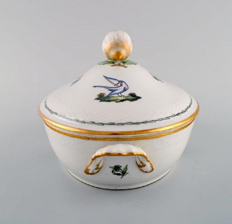 Danish Royal Copenhagen Lidded Tureen in Hand Painted Porcelain with Bird Motifs For Sale