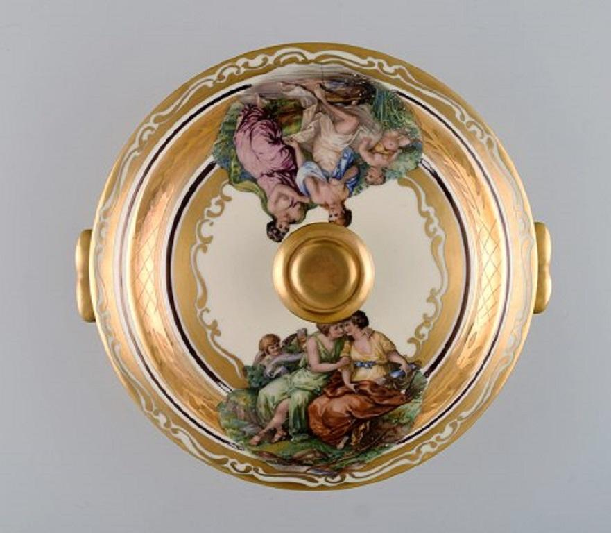 Danish Royal Copenhagen Lidded Tureen in Porcelain with Romantic Scenes For Sale