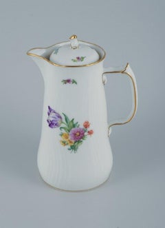 Royal Copenhagen Light Saxon Flower, Chocolate Pitcher in Hand Painted Porcelain