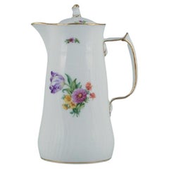 Royal Copenhagen Light Saxon Flower, Chocolate Pitcher in Hand Painted Porcelain