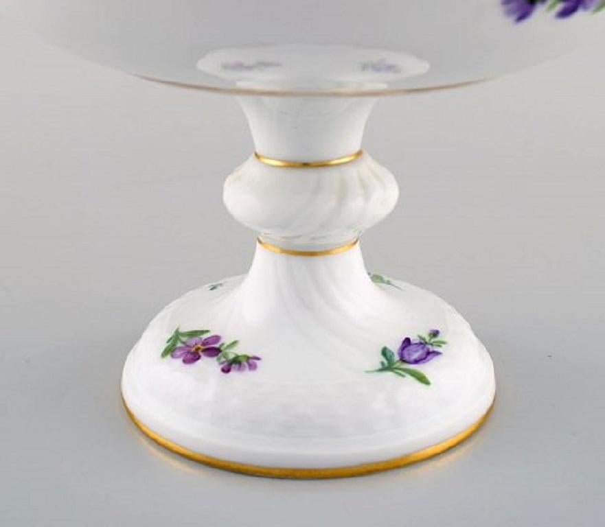 20th Century Royal Copenhagen Light Saxon Flower, Compote and Bowl in Hand Painted Porcelain