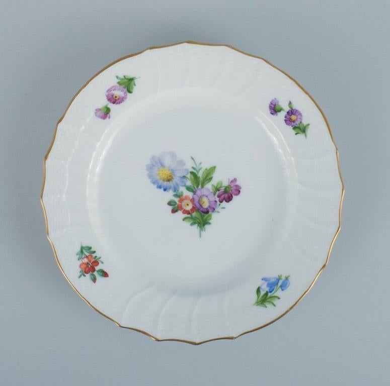 Hand-Painted Royal Copenhagen, Light Saxon Flower, Five Lunch Plates For Sale
