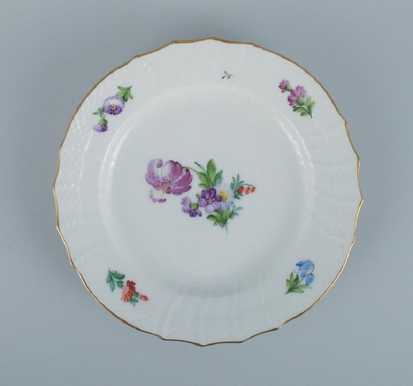 Porcelain Royal Copenhagen, Light Saxon Flower, Five Lunch Plates For Sale