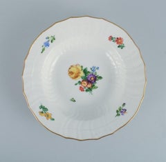 Royal Copenhagen Light Saxon Flower, Four Deep Plates in Hand-Painted Porcelain
