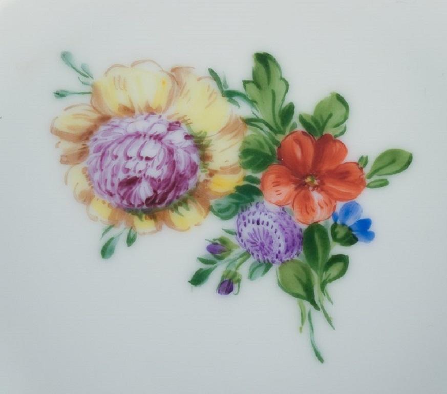 Royal Copenhagen Light Saxon Flower, Four Deep Plates in Hand-Painted Porcelain For Sale 2