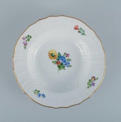 Royal Copenhagen Light Saxon Flower Three Deep Plates in Hand Painted Porcelain