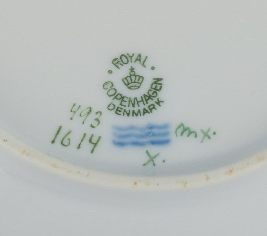 Early 20th Century Royal Copenhagen Light Saxon Flower Three Deep Plates in Hand Painted Porcelain For Sale