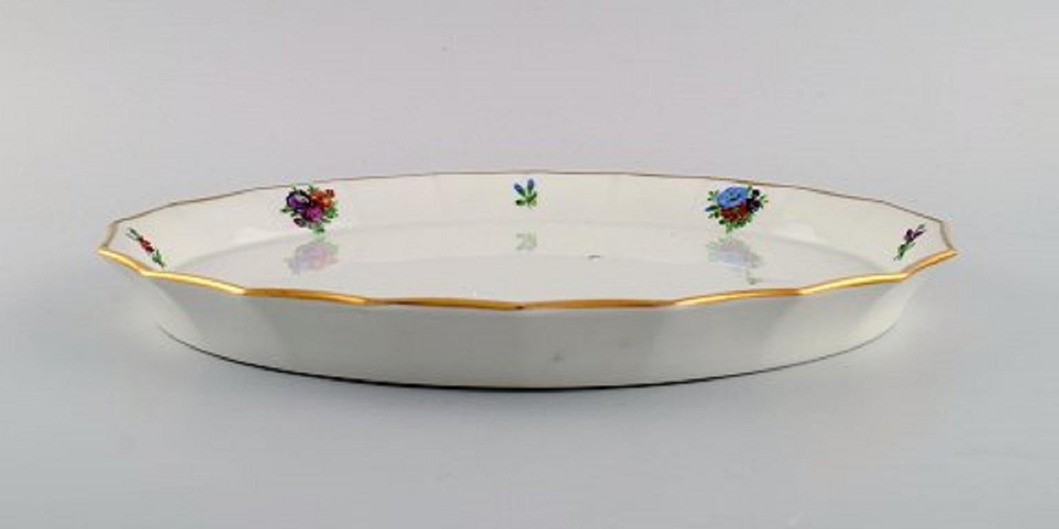 Danish Royal Copenhagen Light Saxon Flower, Two Coffee Cups with Saucers and Tray For Sale