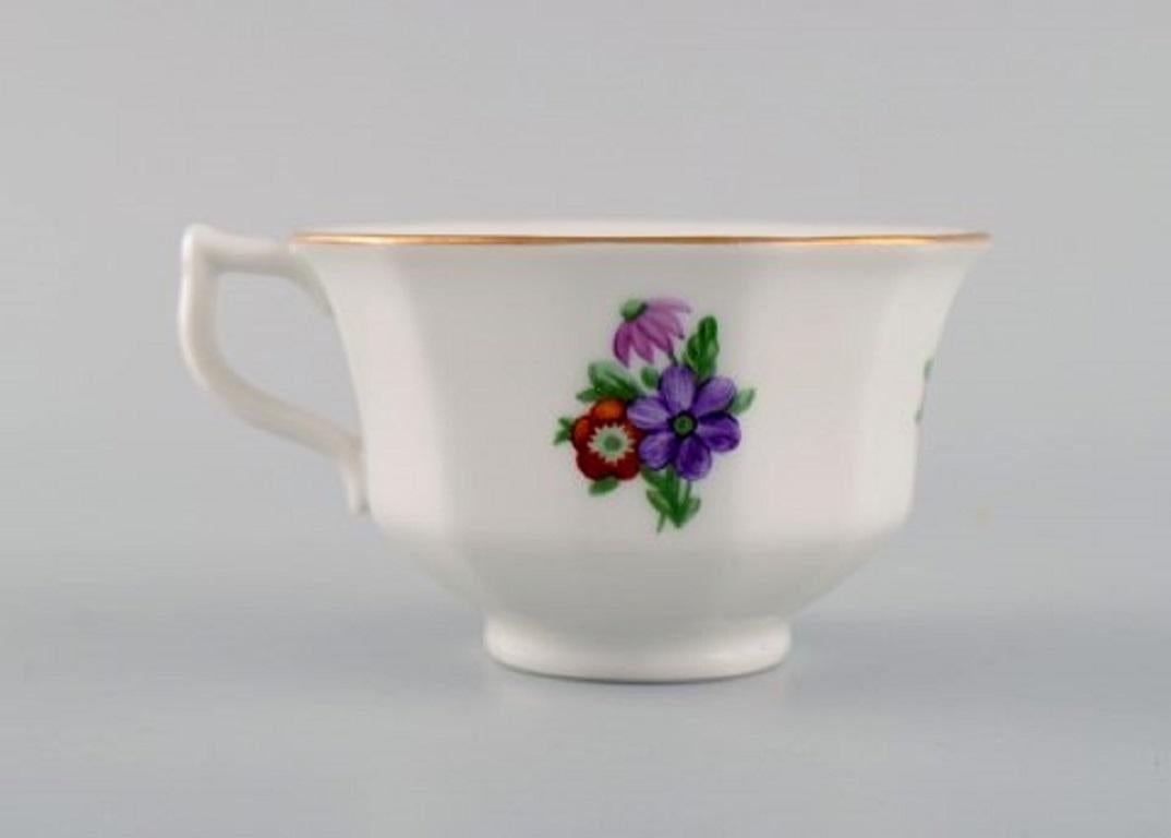 20th Century Royal Copenhagen Light Saxon Flower, Two Coffee Cups with Saucers and Tray For Sale